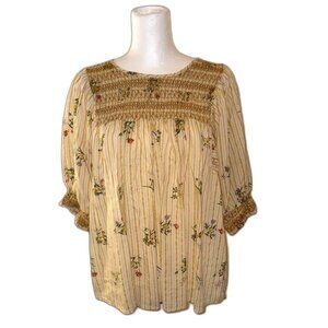 Boho Floral Smocked Blouse. Medium